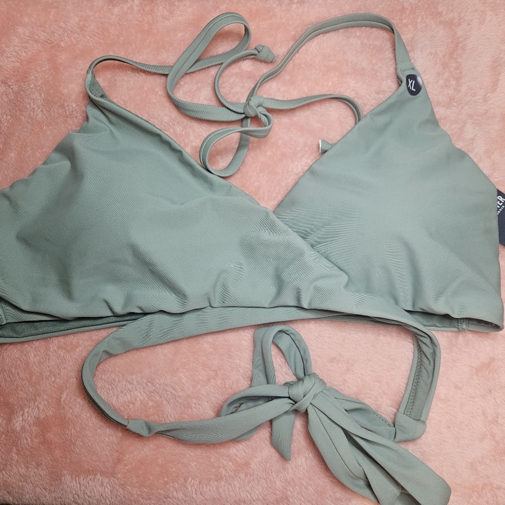 HOLLISTER Swim Top XL Olive Green